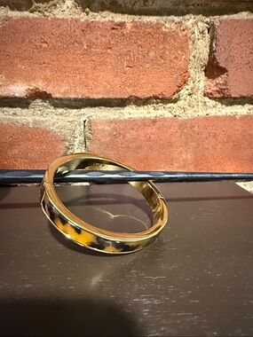 J. Crew Gold-Tone Bangle with Tortoiseshell Inlay